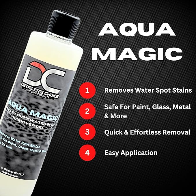 Aqua Magic - Heavy Duty Water SPot Remover Gel - Hard Water Stain Remover For Glass, Shower doors, Paint, Windows, Metal, Chrome, Car Detailing & More