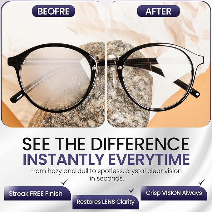 Eyeglass Gel Lens Cleaner Spray Kit - 3 x 2oz Gel Eyeglasses Cleaner Spray Bottle + 2 Microfiber Cloth for Cleaning - Safe for All Lenses (AR Coated Included), Eyeglasses and Screens