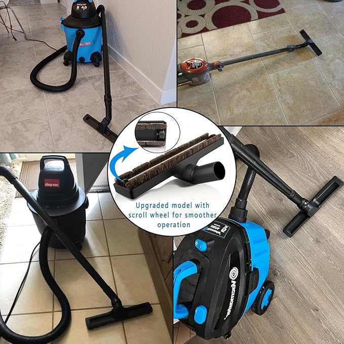 2Pcs Upgraded Vacuum Floor Brush Universal Vacuum Hardwood Brush 1 1/4 inches Durable Vacuums Hard Floor Brushes Multi Vacuum Accessories with Horse Hair Soft Bristles Attachment for Shop Vac