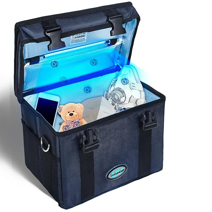 3 Gallon Large-powerful UV Light Sanitizer Ozone Box, Portable Foldable UV Cleaner Bag UVC Household Bag with 3-level Timer for Keys, Towels, Mask Cleaning Machine Blue 12L Ozone