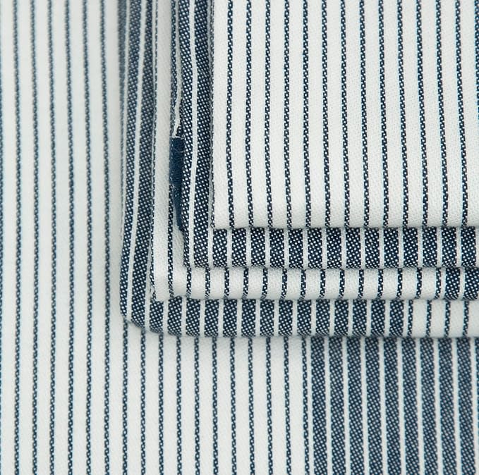 Premium Kitchen Towels (20”x 28”, 6 Pack) | Yarn Dyed Flat Woven Stripe Kitchen Towel Set| 238 GSM | Highly Absorbent with Hanging Loop | Blue