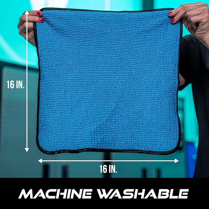 VIKING Glass Microfiber Cleaning Cloth for Car and Home 2 Pack, Glass Towels for Mirror, and Picture Frames, and Car Detailing Kit, 16 inch x 16 inch, Blue