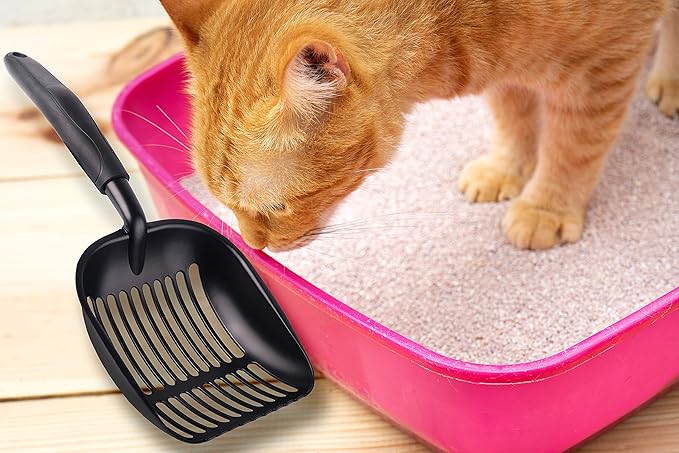 Pets First Cat Litter Scooper - Ergonomic & Easy Grip Design Deep Cleaning with A Non-Stick & No Residue Build-Up โ Solid Aluminum, Waterproof - Bonus Hook - 1.75 x 13.25 x 5