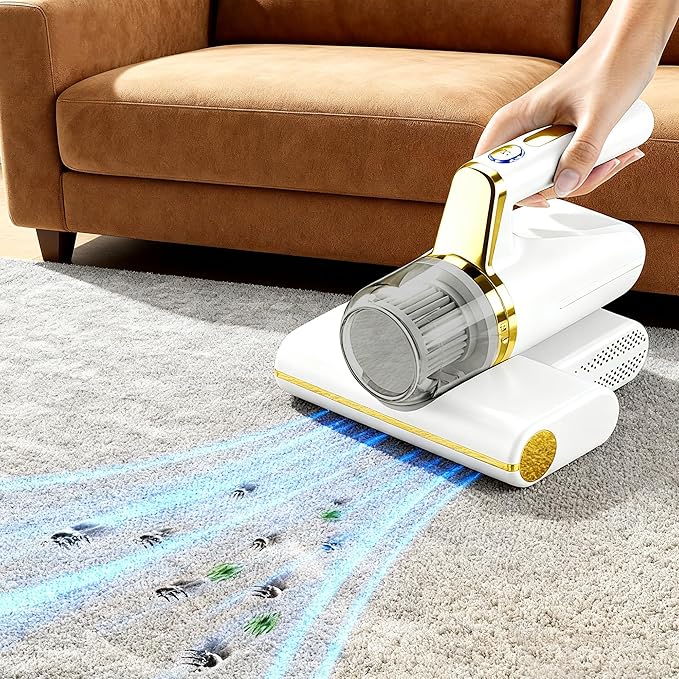 Mattress Vacuum Cleaner, 14Kpa Bed Vacuum Cleaner with 253.7nm UV-C Light, Versatile Wireless Handheld Vacuums with HEPA Filter and USB-C Charging Port for Bed, Sofa, Clothes, Crib