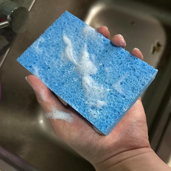 36 Pk Pop-Up Compressed Cellulose Sponges, Heavy Duty Scrub Kitchen Sponge, Clean Tough Messes Without Scratching Eco Friendly Reusable Compostable&Biodegradable 4.6x2.8x0.8Inch