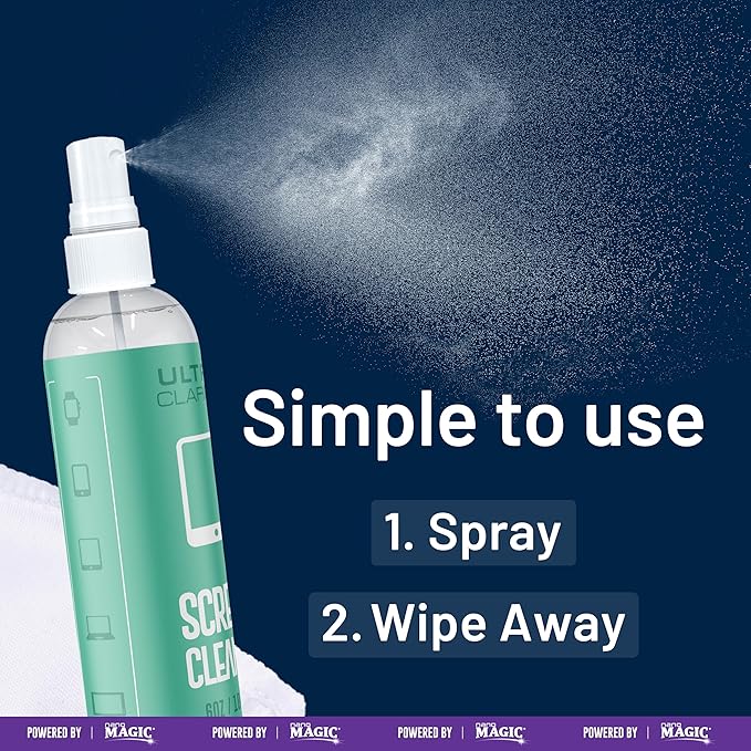 Powered by Nano Magic Screen Cleaner Spray 3-Pack, 6oz Sprays | Optical Grade Solution, Streak-Free Shine | Electronic Wipes Ideal for Touchscreen, Phone Screen, Laptop, Tablet