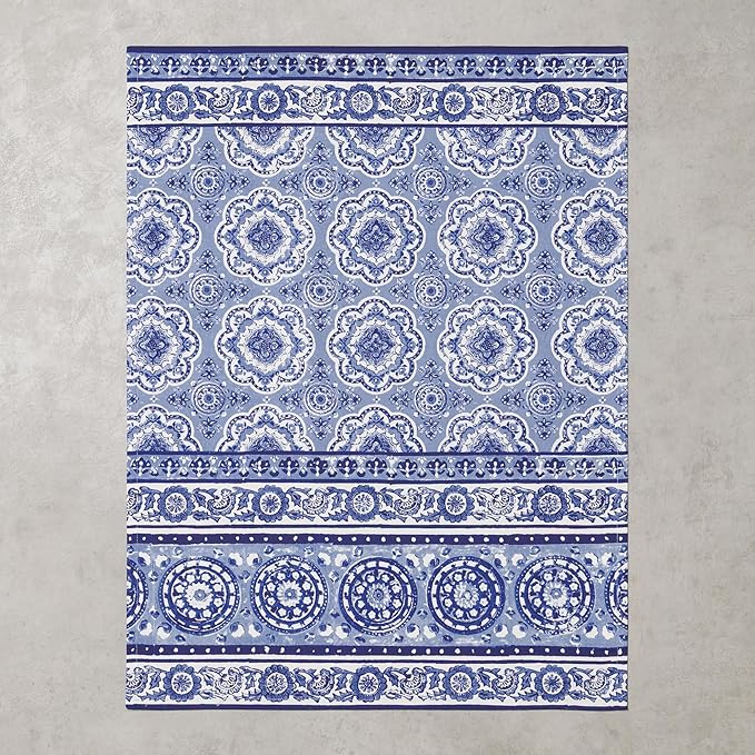Maison d'Hermine Kitchen Towels Set of 3 100% Cotton 27.50" x 20" Reusable Cloth Tea Dish Towels Absorbent with Hanging Loop for Kitchen, Home, Dining, Cocktail Parties Spring/Summer (Melodie Bleue)