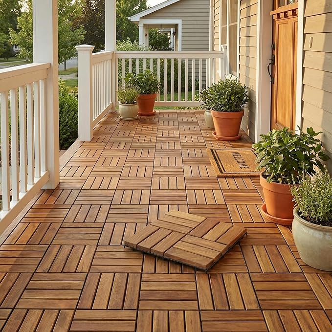Bare Decor EZ Teak Flooring 12 Slat, Brown, 1 Sample Tile