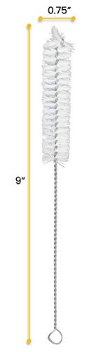 EISCO 12PK Bristle Cleaning Brushes with Fan-Shaped Ends, 9" - Twisted Stainless Steel Wire Handle - Ideal for 0.6" - 0.8" Diameter Tubes, Bottles, Flasks, Cylinders, Jars, Vases, Cups