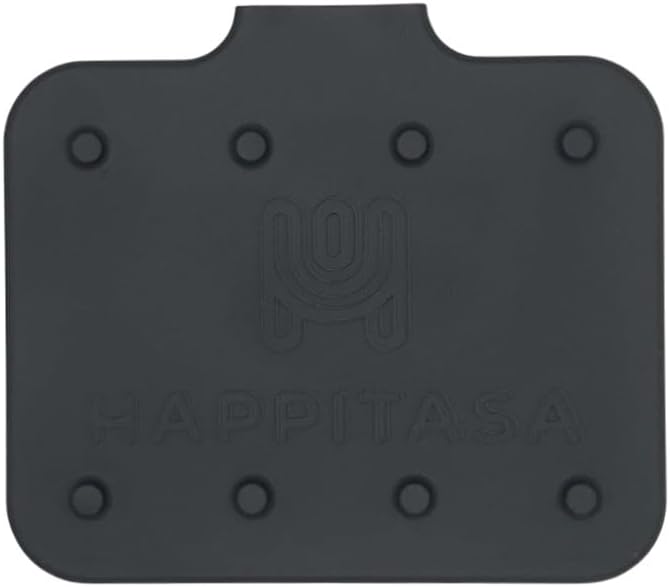 Happitasa Silicone Soap Dish Tray and Sponge Holder with Drain Chute and Feet | 3-Way Sloped Design | Bathroom and Kitchen Sink Organizer Caddy (Black, 5"x4")