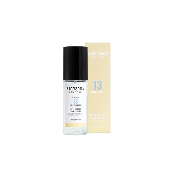 W.Dressroom No.13 Velvet Powder Dress & Living Clear Perfume (2.36 oz) - Fresh Scent for Clothes, Fabrics, Carpets & Rooms, Natural Odor Eliminator, Eco-Friendly, Water-Based