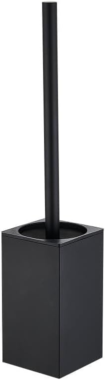 Toilet Brush and Holder, Stainless Steel Square Toilet Bowl Brush Freestanding with Lid,Toilet Cleaner Brush Set for Bathroom Storage,Black