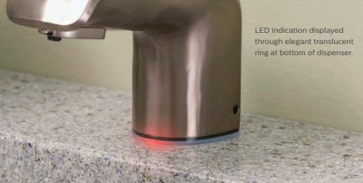 Bradley Crestt Foam Soap Dispenser, Sensor Activated, Ring Light Indicates Low Battery, Low Soap or Overflow, Deck Mounted, Auto Top Fill, Polished Chrome