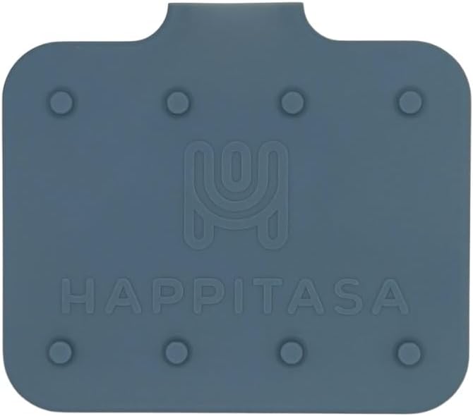 Happitasa Silicone Soap Dish Tray and Sponge Holder with Drain Chute and Feet | 3-Way Sloped Design | Bathroom and Kitchen Sink Organizer Caddy (Smoky Blue, 5"x4")
