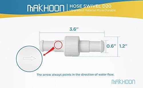 MAKHOON D20 Hose Swivel with D15 Nut - Compatible with Zodiac Polaris 280, 380, 180 Pool Cleaner Hose Swivel, Replacement Part