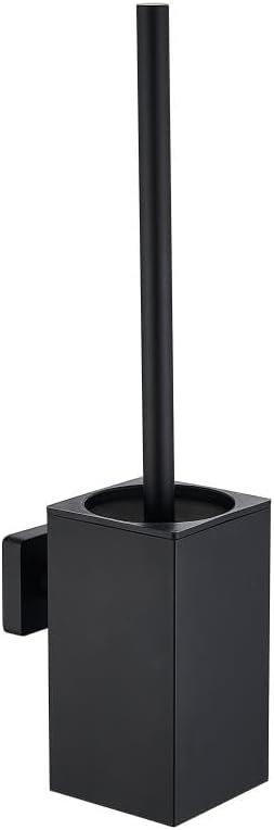 Toilet Bowl Brush Holder Square,Stainless Steel Square Wall Mounted Toilet Brush with Lid,Cleaning Toilet Brush Set for Bathroom,Black