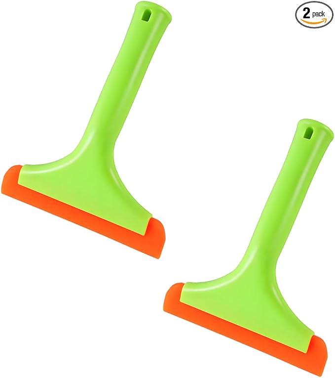 2PCS Small Silicone Window Squeegee, 5.9 Inch Car Windshield Water Blade Squeegee with Non-Slip Handle, All-Purpose Cleaning Squeegee for Car Windshield, Window, Mirror (Light Green)
