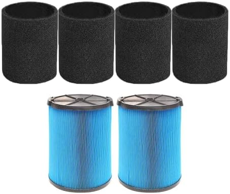 2pcs 3-Layer VF5000 Replacement Filter for Ridgid Shop Vac 5-20 Gallon Wet Dry Vacuums, Fits RV2400A WD06700 WD0671EX0 WD0970 WD09700 WD1270 WD1450 WD1680 WD1851 (2xVf5000 Filter & 4xFoam Sleeves)