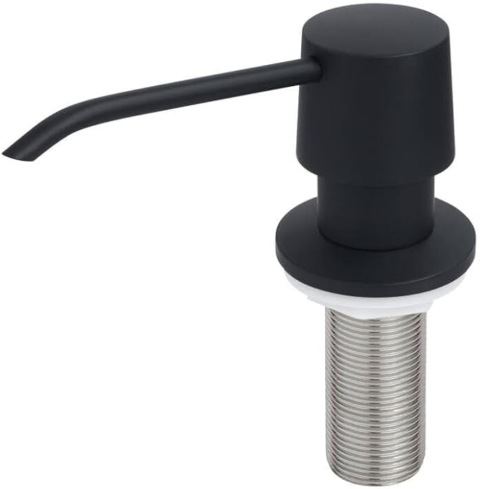 Matte Black Brass Soap Dispenser for Kitchen Sink Countertop Built in Brass Pump Head Sink Soap Dispenser Refill from The Top with Long Nozzle