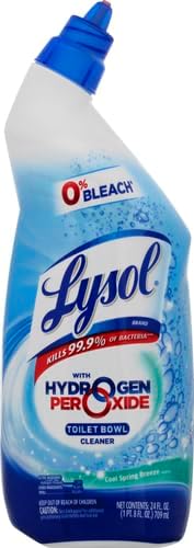 LysolPower and Free Toilet Bowl Cleaner with Hydrogen Peroxide Cool Spring Breeze Scent, 24 Ounce (Pack of 6)