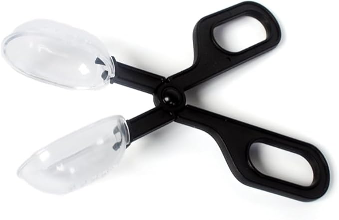 Black Reptile Feeding Scooper with Spoon-Shaped Tips, Terrarium Cleaning Tool for Snakes, Lizards, Tarantulas, Amphibians