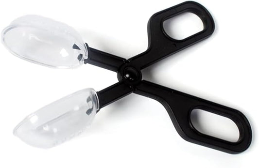 Black Reptile Feeding Scooper with Spoon-Shaped Tips, Terrarium Cleaning Tool for Snakes, Lizards, Tarantulas, Amphibians