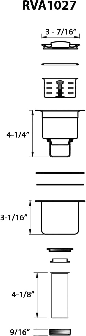 Ruvati Deep Basket Strainer Drain for Kitchen Sinks All Metal with Stopper 3-1/2 inch - Stainless Steel - RVA1027ST
