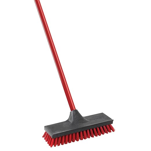 Libman Commercial 547 Floor Scrub, Steel Handle, 10.5" Wide, Red and Black (Pack of 6)