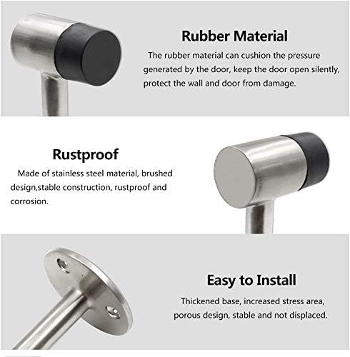 3 Inch / 75mm Heavy Duty Floor Stop, Door Stopper Stainless Steel Brushed Nickel - Pack of 6