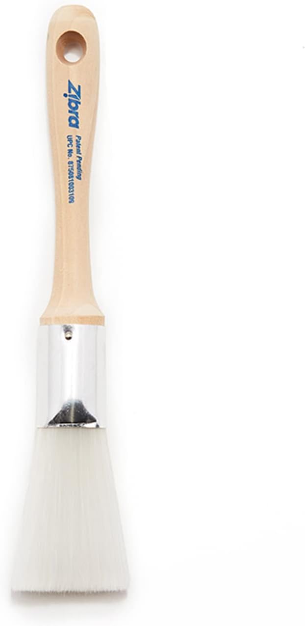 Zibra Fan Paint Brush for Painting Molding, Routed Edges, Flat Surfaces, and Furniture, White, 1.25-inch