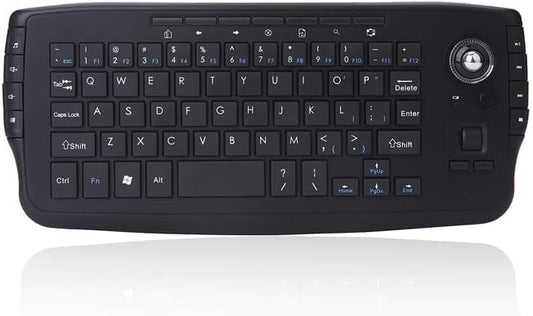 Mini Ergonomic Keyboard Trackball Air Mouse 1200dpi Function TV 2.4G Wireless Keyboard with trackball Mouse Keyboartd Combo for Lapotp PC TV Remote Controller HTPC (Black)