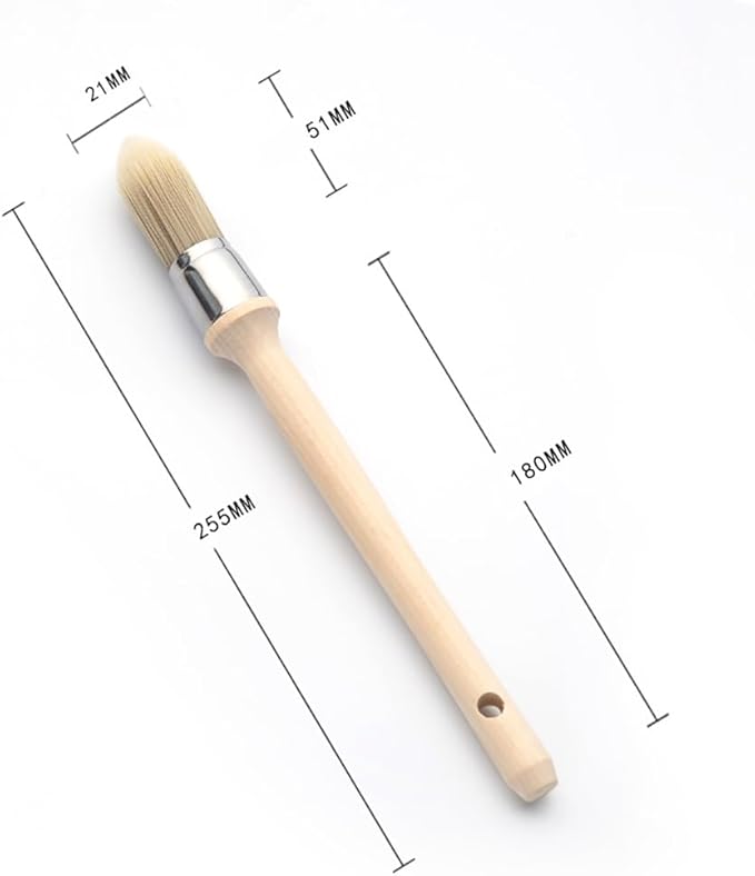 GSHLLO 3 Pcs Round Sash Brushes Pointed Detail Paint Brush Wood Handle Paint Brushes Fine Detail Painting Brush for Window Door and Fence