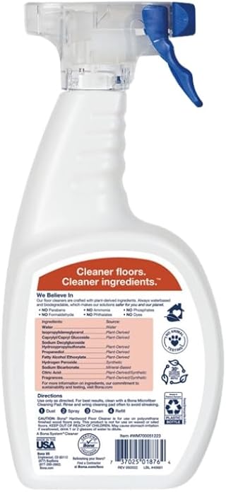 Bona Cedarwood Scent Hardwood Floor Cleaner Spray 32 oz Bundle with Microfiber Cloth - Floor Cleaner for Wood, Laminate, and Tile - Residue-Free - Plant-Derived Cleaner for Hardwood Floors - (3 Items)