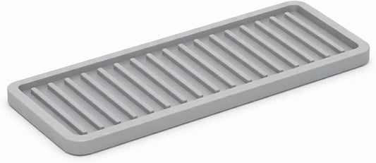 ZAPPOWARE Silicone Kitchen Sink Caddy Sponge Holder 11"x 4.33", Gray - Bathroom Vanity Tray Organizer, Kitchen Soap Tray for Dish Scrubber, Soap Dispenser and Sponge
