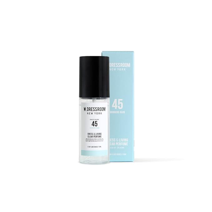 W.Dressroom No.45 Morning Rain Living Clear Perfume, Body Mist & Fabric Spray Deodorizer, Alcohol-Free Water-Based, Odor Neutralizer for Clothes, Bedding & Room, Travel Size 2.36 oz