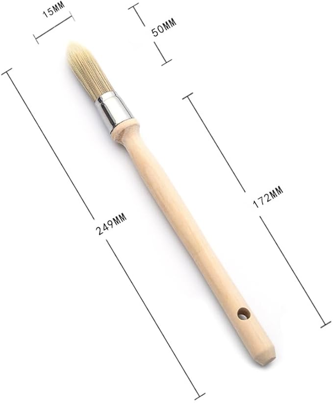 GSHLLO 3 Pcs Round Sash Brushes Pointed Detail Paint Brush Wood Handle Paint Brushes Fine Detail Painting Brush for Window Door and Fence