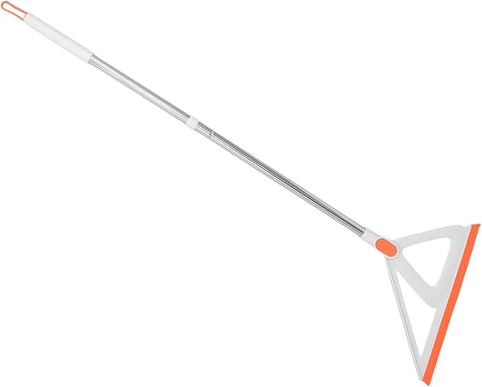 jojofuny Silicone Floor Squeegee Broom with Rubber Blade, Multi-Function Floor Cleaner Tool for Concrete and Tile, White and Orange, Household Water Removal Scraper for Bathroom and Garage