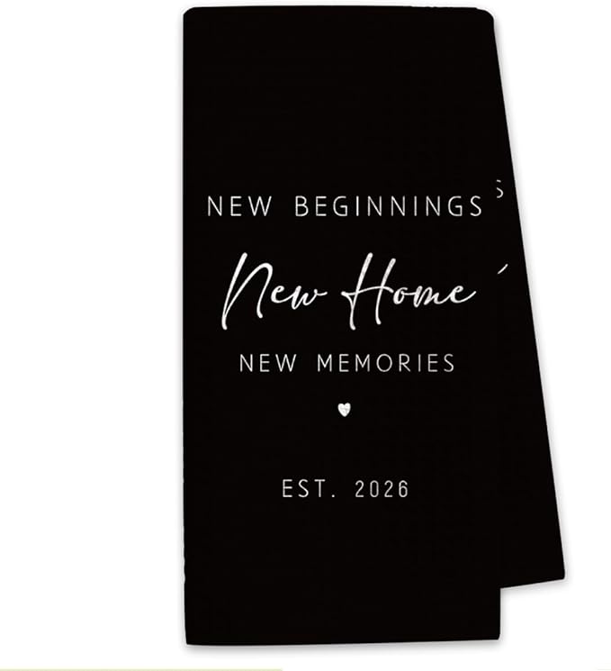 New Home Gift Kitchen Towels with Saying, Funny Decorative Hand Towel, Housewarming Gift Ideas for New Homeowners, Cute Funny Hand Towels Bathroom Kitchen 16x24 Inch Black-b01