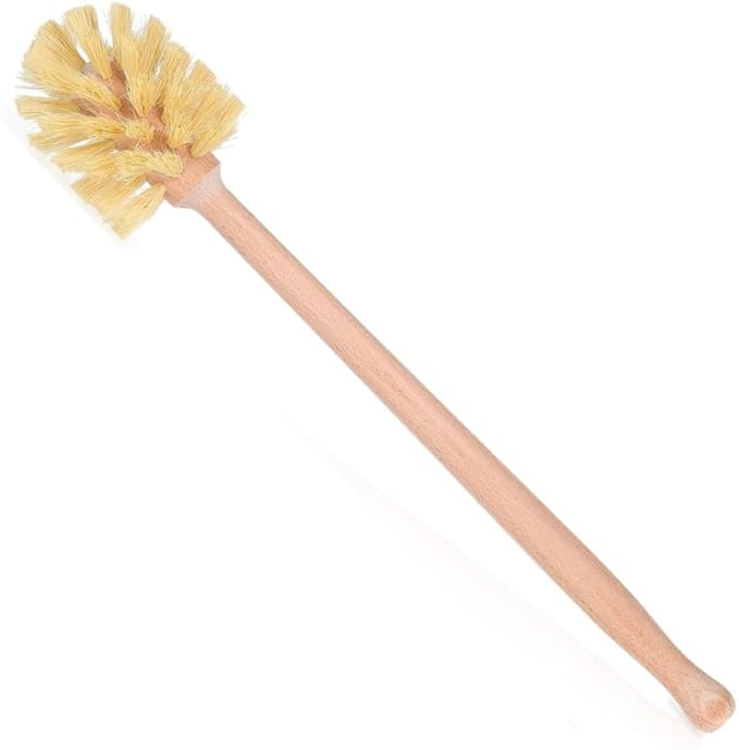 husMait Bottle Brush with Extra Long Wood Handle and Strong Bristles - Cleans and Scrubs Hard to Reach Wide Mouth Jars, Glasses, and Dishes