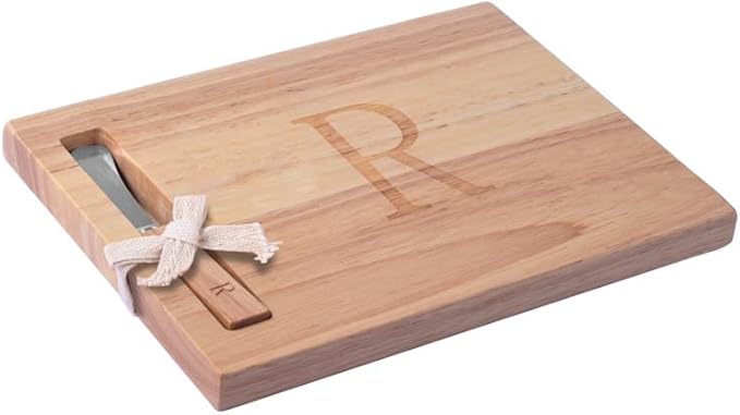 Miicol Wood Charcuterie Board, Monogram Cheese Board 10 Inch, Personalized Initial Cutting Board with Spreader, Unique Housewarming Gift, Ideal for Kitchen, Home, Letter R