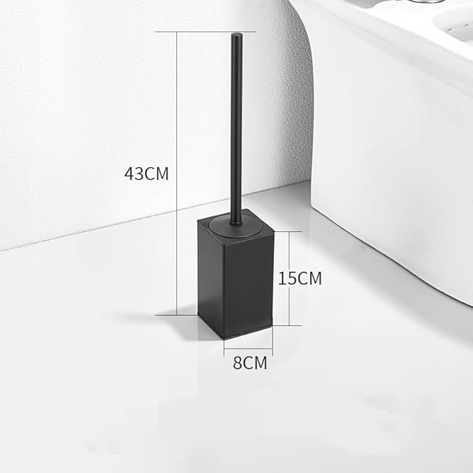 Toilet Brush and Holder, Stainless Steel Square Toilet Bowl Brush Freestanding with Lid,Toilet Cleaner Brush Set for Bathroom Storage,Black