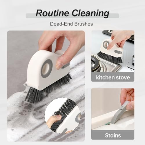 2 in 1 Groove Cleaning Brush Window Track Cleaning Tools, 2025 New Hard Bristle Crevice Cleaning Brush with Hidden Scraperfor Sliding Door Track, Window Sill, Shutter Door(Orange,1pcs)