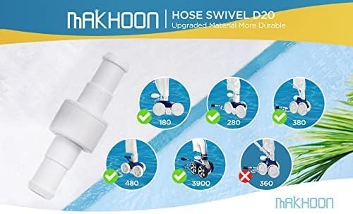 MAKHOON D20 Hose Swivel with D15 Nut - Compatible with Zodiac Polaris 280, 380, 180 Pool Cleaner Hose Swivel, Replacement Part