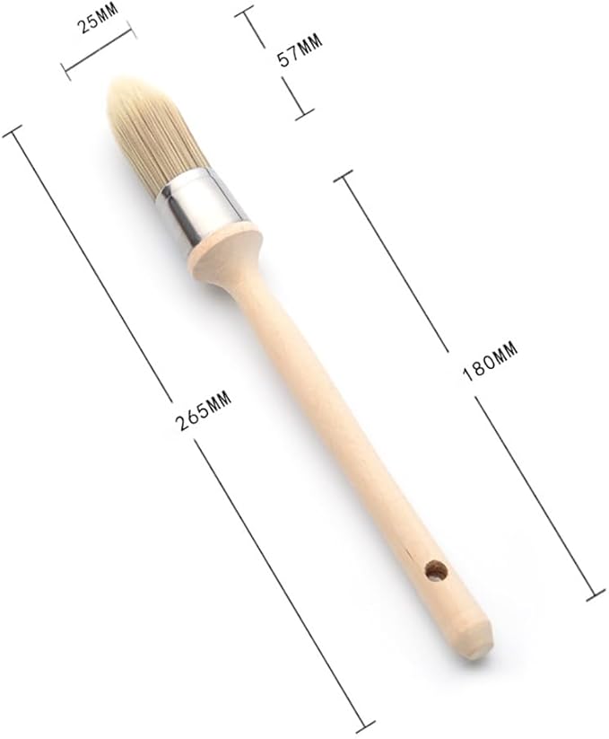GSHLLO 3 Pcs Round Sash Brushes Pointed Detail Paint Brush Wood Handle Paint Brushes Fine Detail Painting Brush for Window Door and Fence