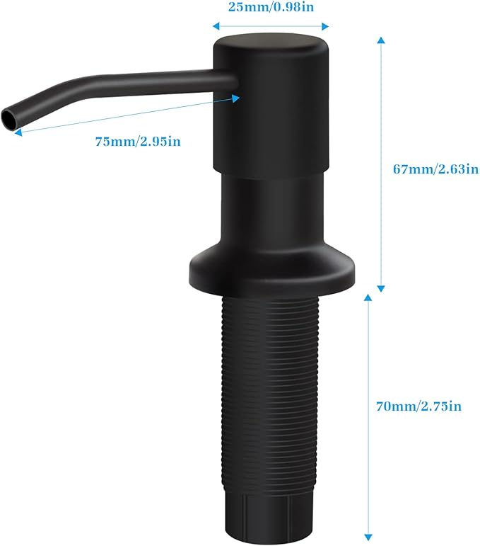 Soap Dispenser for Kitchen Sink and Extension Tube Kit, Stainless Steel Countertop SoapDispenser with 47 Inches Tube Connects Directly to Soap Bottle, Hand and Dish Soap Dispenser Pump （Black）