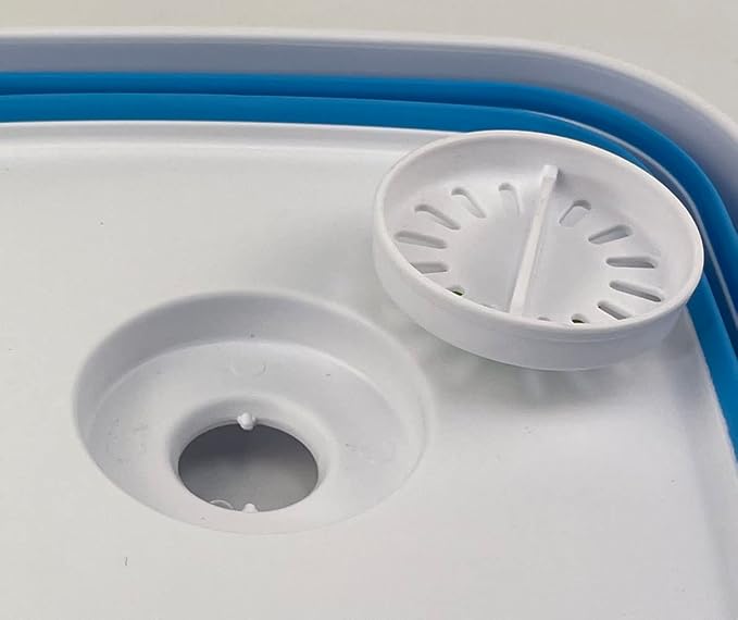 SAMMART 10L (2.64 Gallon) Collapsible Dishpan with Draining Plug - Foldable Washing Basin - Portable Dish Washing Tub - Space Saving Kitchen Storage Tray (White/Aqua Blue/White)