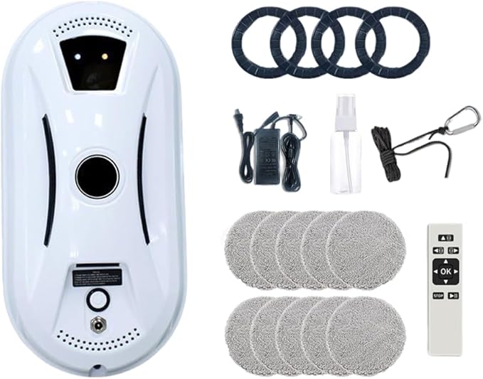 Saker Window Cleaner Robot,Smart Robotic Vacuum for Glass, 2800Pa Strong Suction, Edge Detection, Remote Control, Ideal for Home & Office