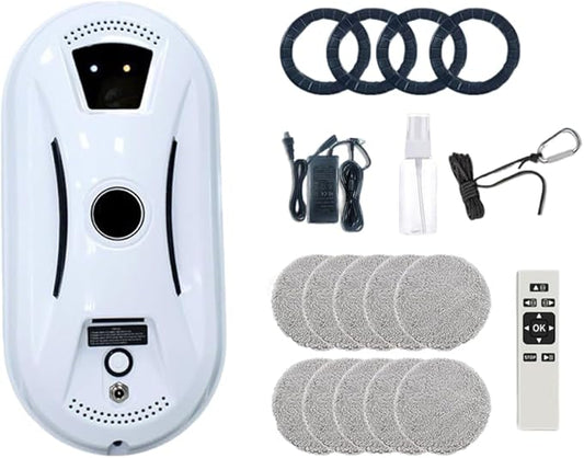 Saker Window Cleaner Robot,Smart Robotic Vacuum for Glass, 2800Pa Strong Suction, Edge Detection, Remote Control, Ideal for Home & Office