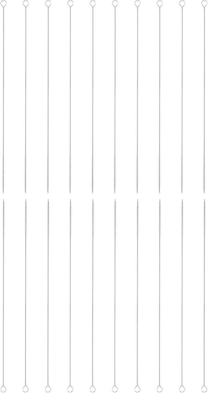 HARFINGTON Straw Cleaner Brush Set, 12 Inch Length 304 Stainless Steel and Nylon Bristles for Water Bottle Silicone Straw Sippy Cup Pipes, White (4mm OD, 20-Piece-Set)