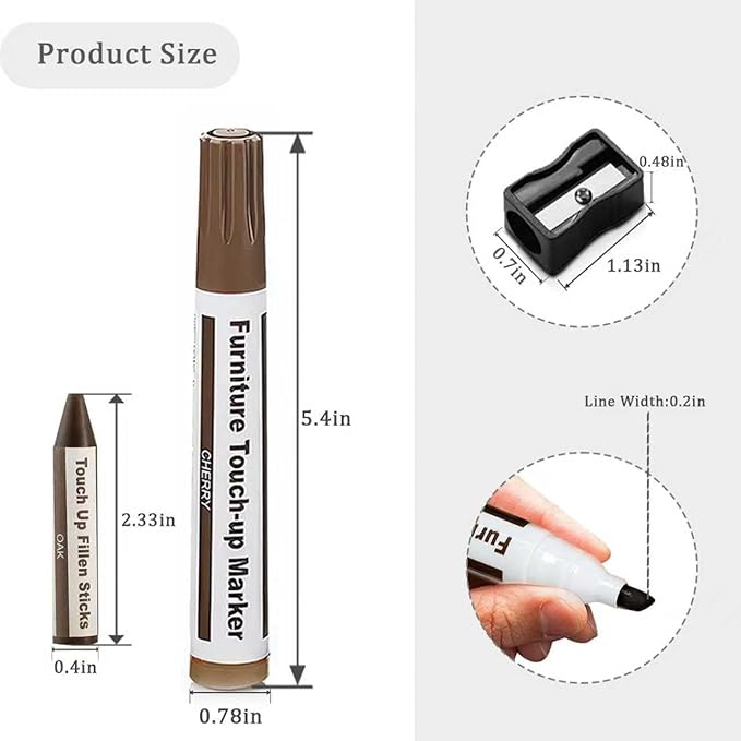 Wooden Furniture Floor Scratch Repair Markers and Wax Sticks for Stains, Scratches, Wood Floors, Tables, Desks, Carpenters, Bedposts, Touch Ups, and Cover Ups (Set of 13)